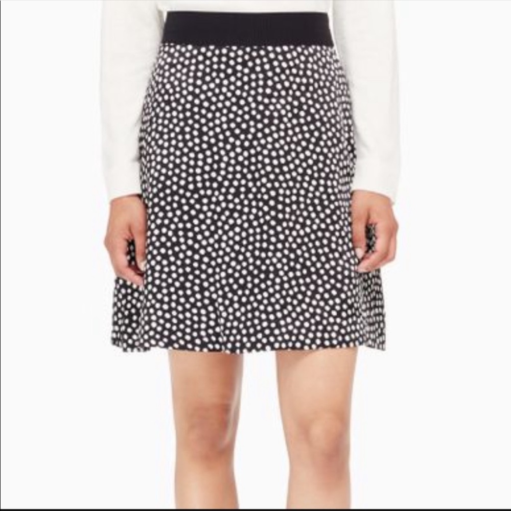 Kate Spade black and white spot silk skirt